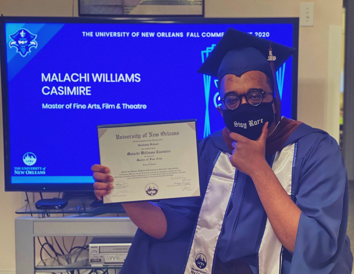 GeauxMali's tweet photo. Not the graduation I expected, but grateful nonetheless. Told myself I was gonna get my Master’s “BY ANY MEANS”. Thank you to my family and friends for all their support throughout this journey. Glad to say it was well worth it! 👨🏾‍🎓📈 #GradSZN #UNOGrad https://t.co/gnSmCbH5VX