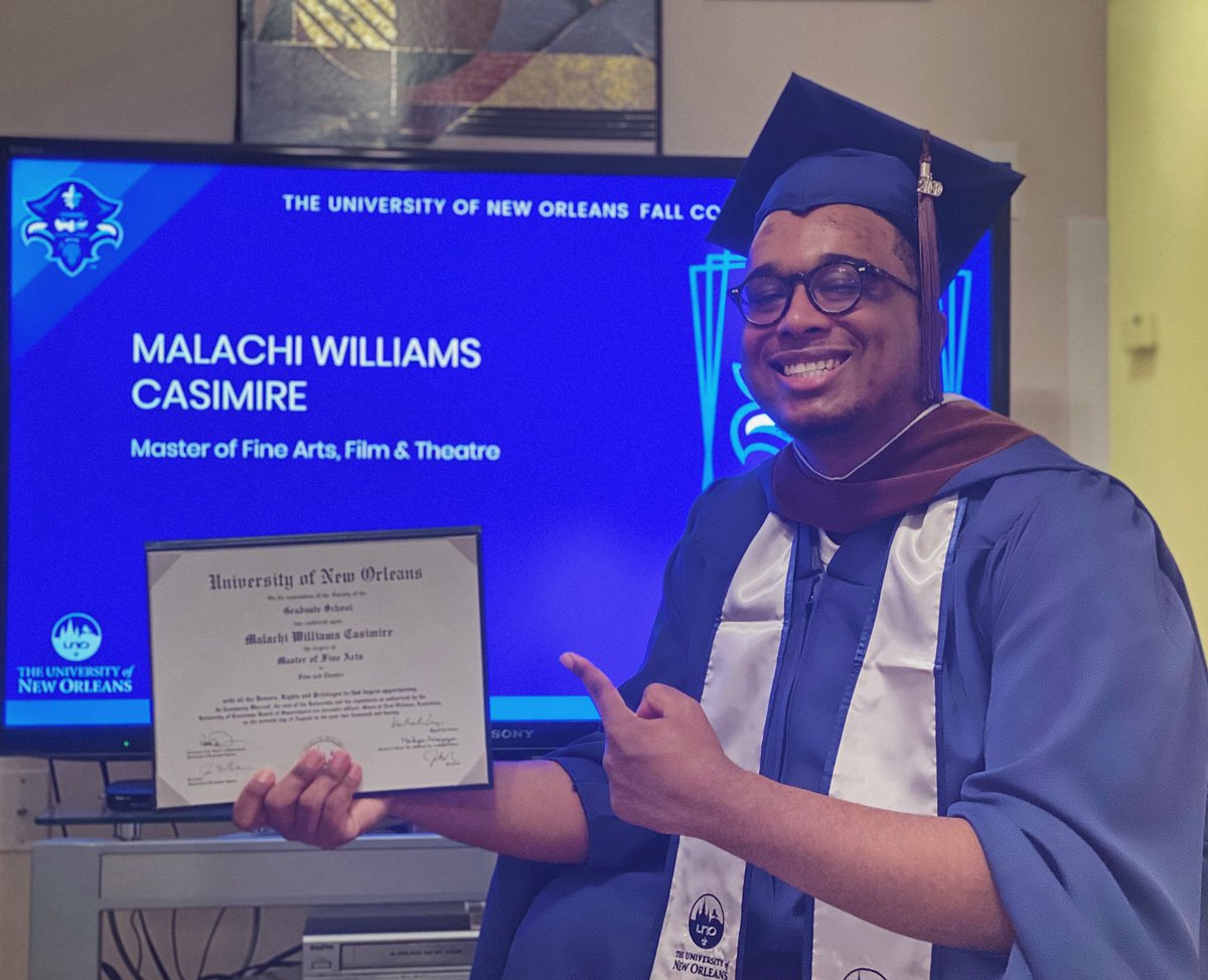 GeauxMali's tweet photo. Not the graduation I expected, but grateful nonetheless. Told myself I was gonna get my Master’s “BY ANY MEANS”. Thank you to my family and friends for all their support throughout this journey. Glad to say it was well worth it! 👨🏾‍🎓📈 #GradSZN #UNOGrad https://t.co/gnSmCbH5VX