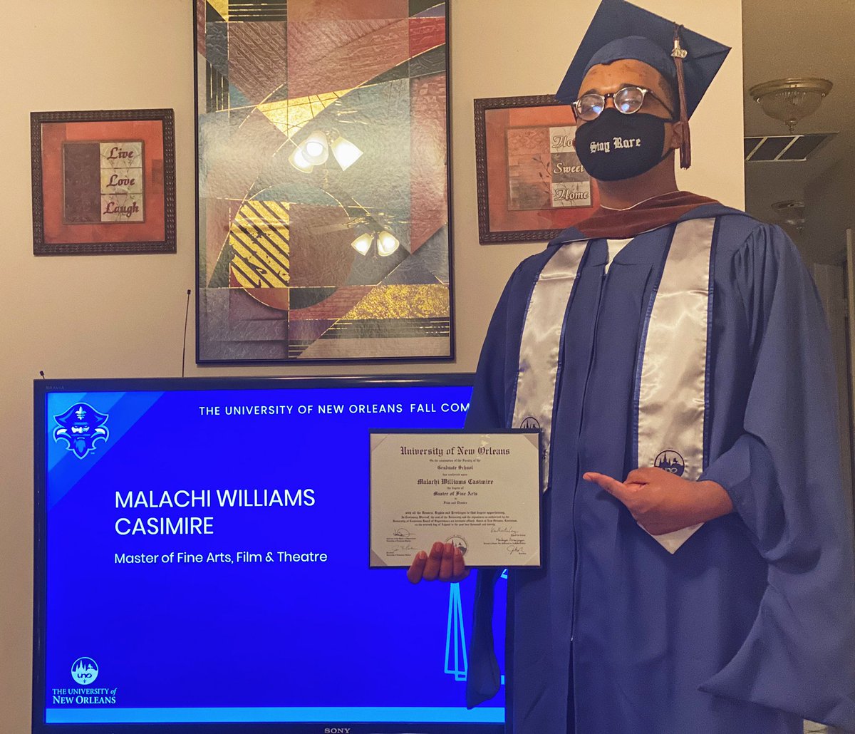 GeauxMali's tweet photo. Not the graduation I expected, but grateful nonetheless. Told myself I was gonna get my Master’s “BY ANY MEANS”. Thank you to my family and friends for all their support throughout this journey. Glad to say it was well worth it! 👨🏾‍🎓📈 #GradSZN #UNOGrad https://t.co/gnSmCbH5VX