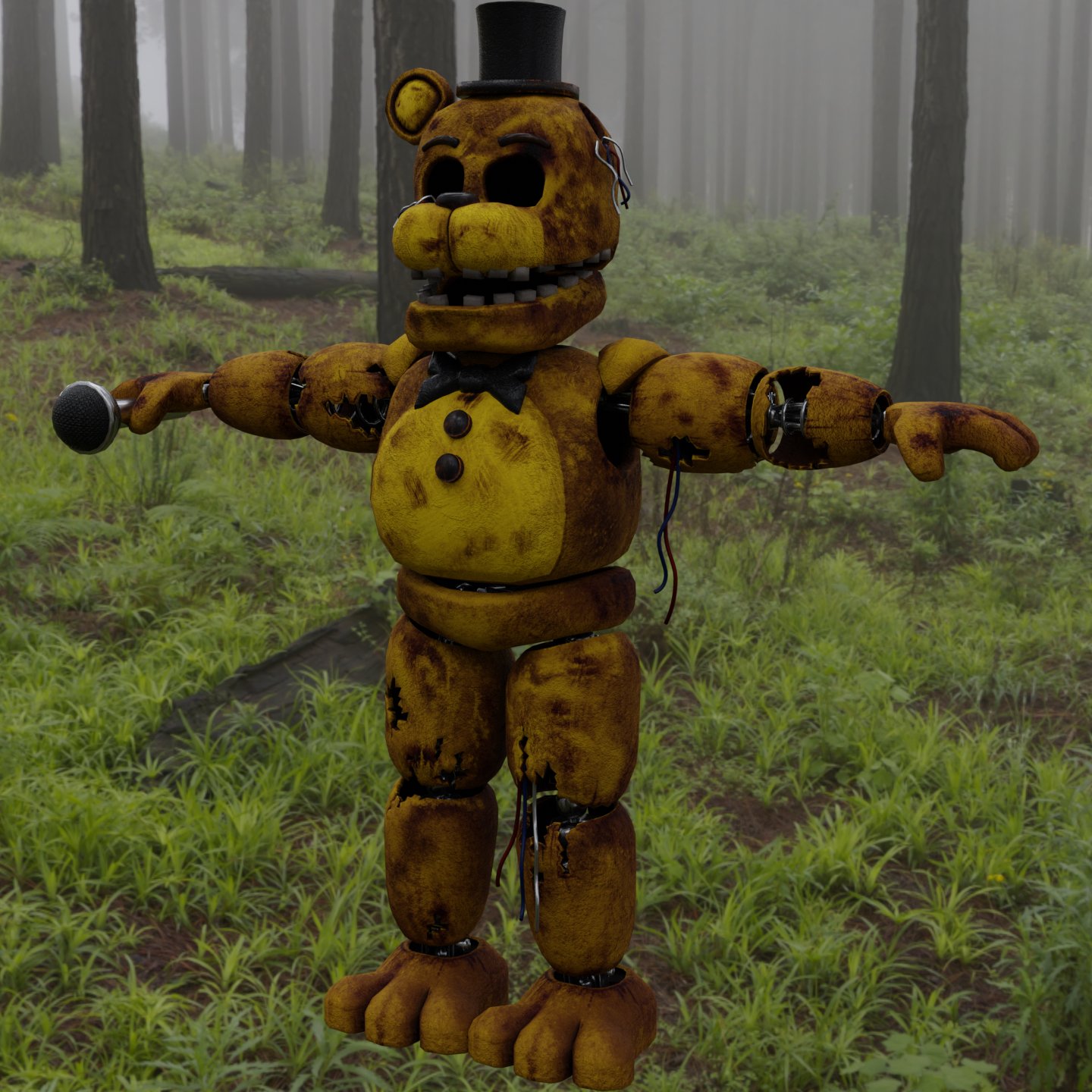 AstroMonster, Kisser of Beasts on X: So I matched Nightmare Fredbear with  one of his hallway renders and found out that he is upsettingly large, and  that there's no way that his