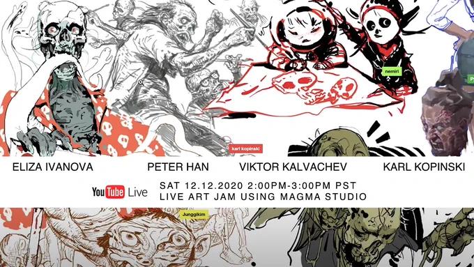 LIVE NOW
Art Jam with Eliza, Peter, Karl, and Viktor 
https://t.co/HNfkBVg4I7 
