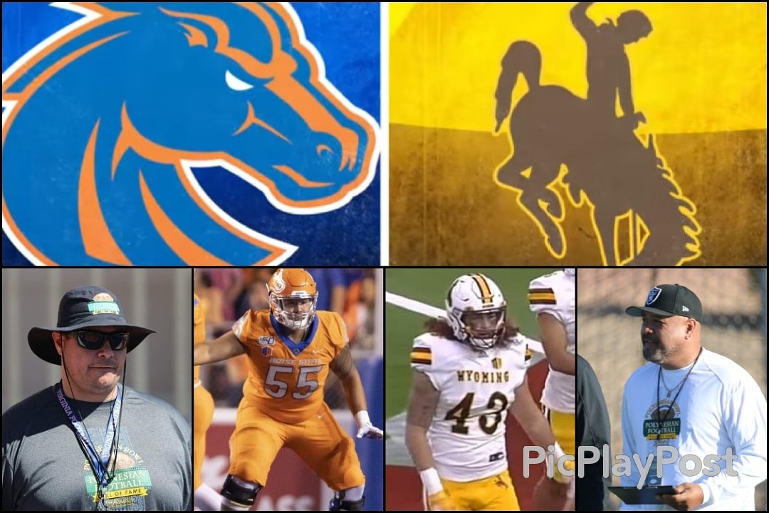 CoachTui's tweet photo. Best of luck to Boise State's #55 Koa Gonzales and my son #43 Shae Suiaunoa and the Wyoming Cowboys as they battle today on CBS Sports Network at 3pm. I coach with Koa's father (Bubba Gonzales) at MITT. #MountainWestConference #MITTstrong #MenInTheTrenches https://t.co/Jj40GsC0iI