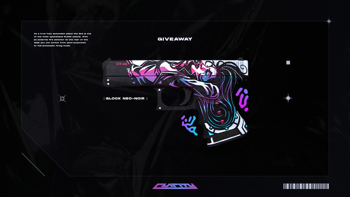 TeamClarityGG's tweet photo. #CSGOGiveaway ✘ Clarity

We're giving away the brand new Glock | Neo-Noir (FT) to celebrate CSGO's new Broken Fang operation!

To enter, simply:

💕- Follow, Like &amp; RT!
🤝- Tag 2 friends in this tweet!

GLHF! https://t.co/PEUCas1TZP