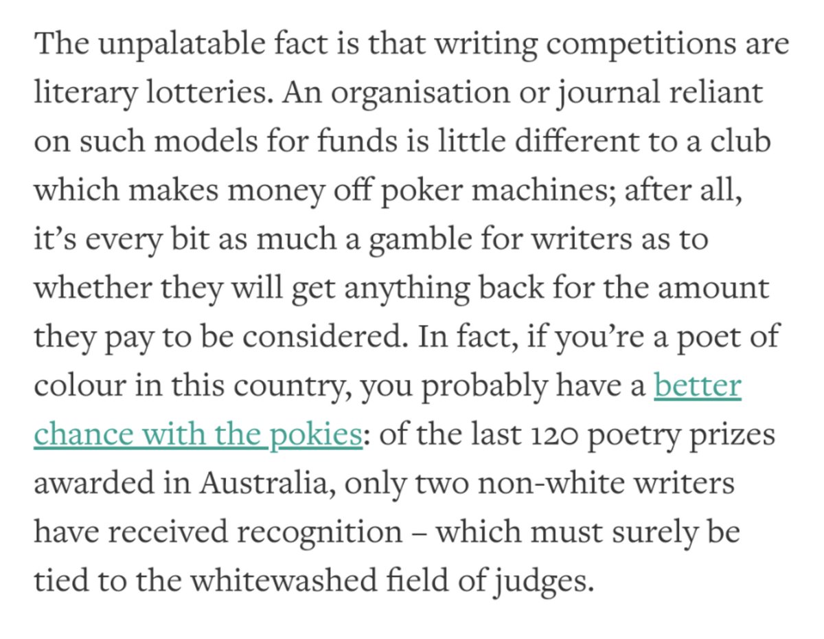 Here I am in 2015, a baby idiot, talking about this.  https://www.wheelercentre.com/notes/putting-quarters-in-a-broken-machine-literary-prizes-in-australia