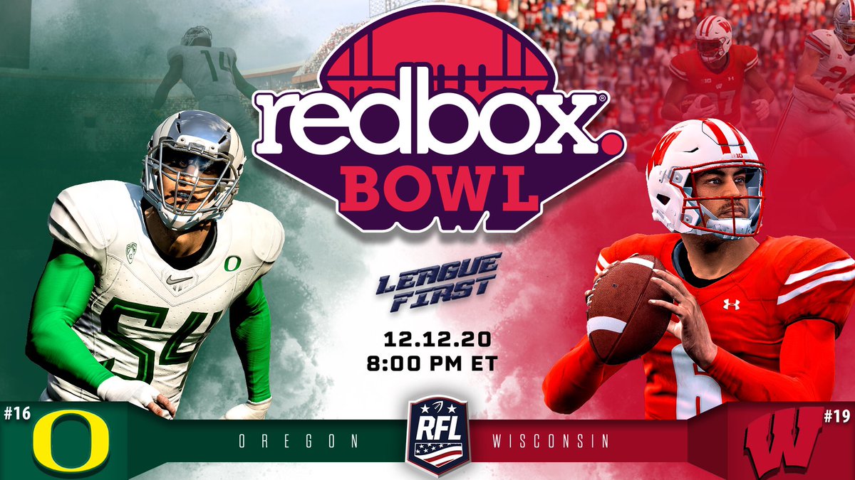 RFL_Sim_League's tweet photo. RFLCS Bowl Week continues on as #15 Florida takes on #13 Iowa in the Citrus Bow at 6pm ET, followed by #19 Wisconsin vs #16 Oregon in the Red Box Bowl at 8pm ET! Who Ya Got? #RFL #NCAAFootball #CitrusBowl #RedBoxBowl #Madden #Madden21 #Esports https://t.co/EYusNgMywD