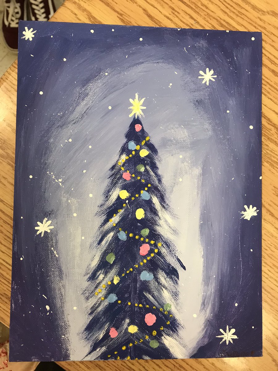 GaskinMrs's tweet photo. Beautiful tree paintings.  This was NOT an easy task but they persevered! Great job! https://t.co/32omH1D2Aj
