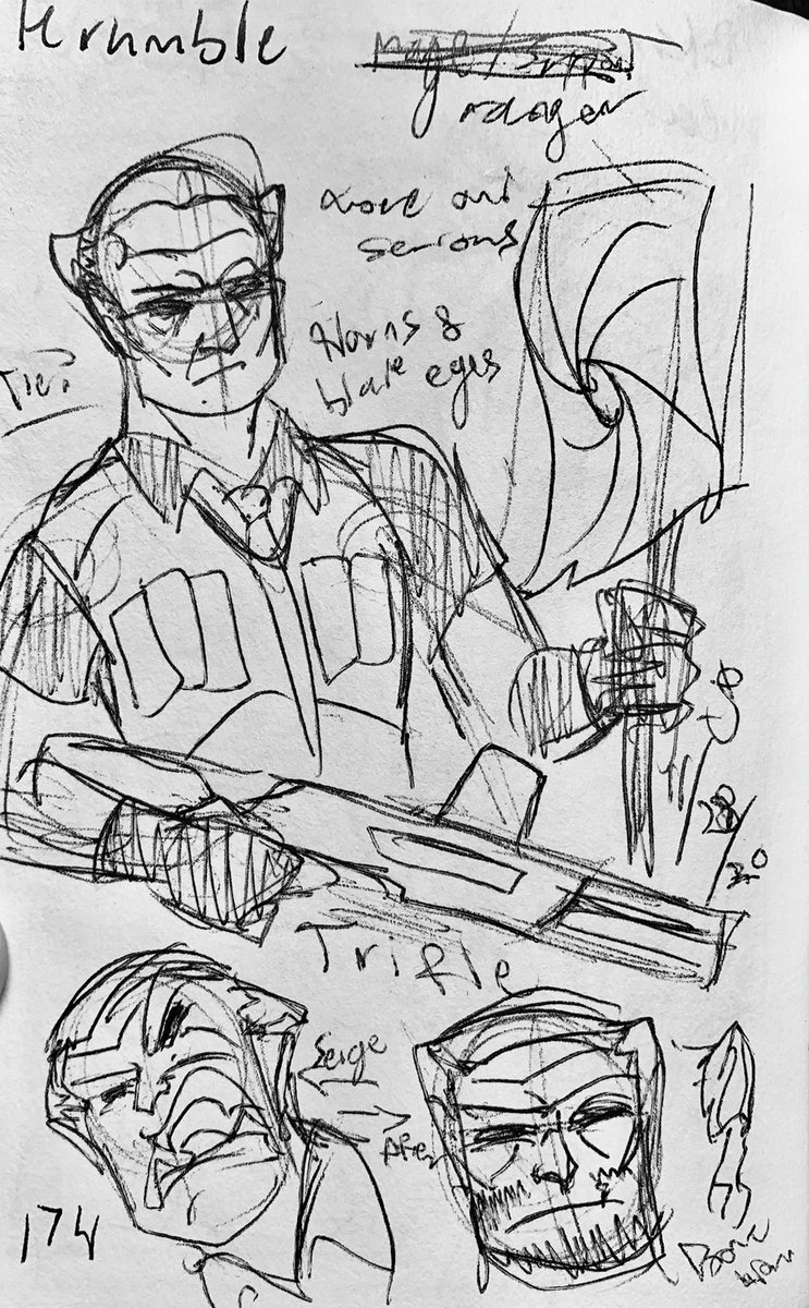 BigBossTooN's tweet photo. Krumble aka Kern Hunter. Proficient in guns and tracking, he aids Shogun Smashit as his master moderator getting lesser followers into shape.
#art #drawing #sketch #ink #demon #yokai #shogun #ranger #loser #toughguy #guns #rifle #knife #dickhead #krumble #horns #teamimpact #jerk https://t.co/PxphAjfaJ5