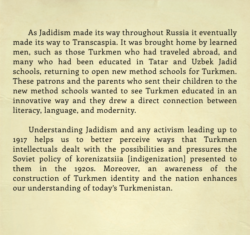 TurkmenFACTS's tweet photo. In the final years of the Russian Empire, an intellectual awakening among Muslims reached Turkestan, and finally Transcaspia, where reformists, in their aim to make society modern, encouraged new methods of teaching and advanced social norm. 

⬇️ Read about them below. https://t.co/zFMg7vUwPj