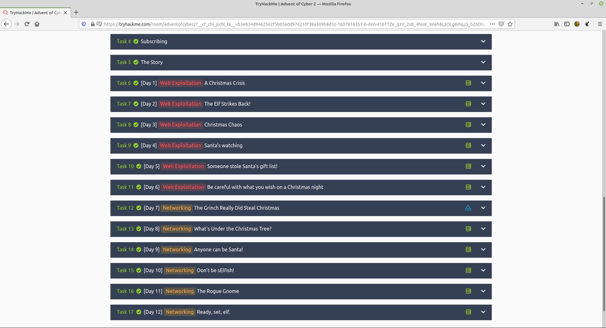 BaltimoreInfose's tweet image. Day 12 of @tryhackme Advent of Cyber is completed.A little network recon, vulnerability hunting based of the recon, &amp;amp; exploitation of said vulnerability.Extra bonus for privilege escalation after the exploit.Hint: pay attention to section 12.8 #Pentesting #infosec #networksec