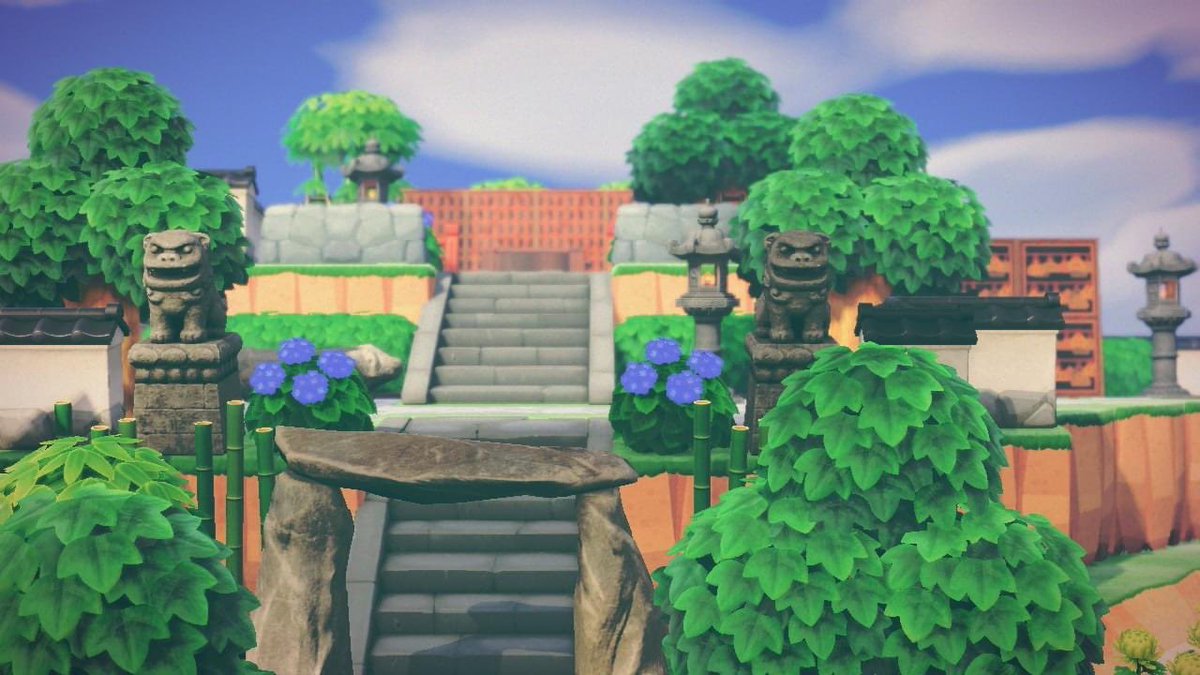 かん カン בטוויטר おまっちゃ島ちゃちゃちゃ神社に紫陽花が咲きました あつ森 あつ森和風