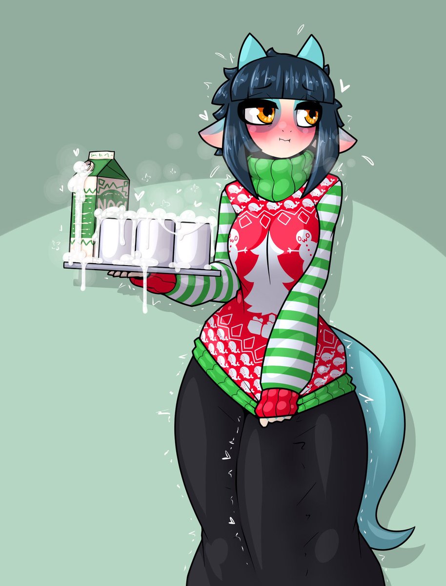SmolFutaDragon's tweet photo. Blue is giving out... “egg nog”.. https://t.co/QvbTSKkPvo