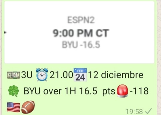 TheMoneyMakerK2's tweet photo. 3 unidades más a la bolsa para cerrar el día con otro día más sumando el bank✅✅✅✅🤑🤑💵💵💵🏈#TheMoneyMakerKing #easymoney tenemos descuento en el grupo. DM para más info. https://t.co/NlPJQVexXU