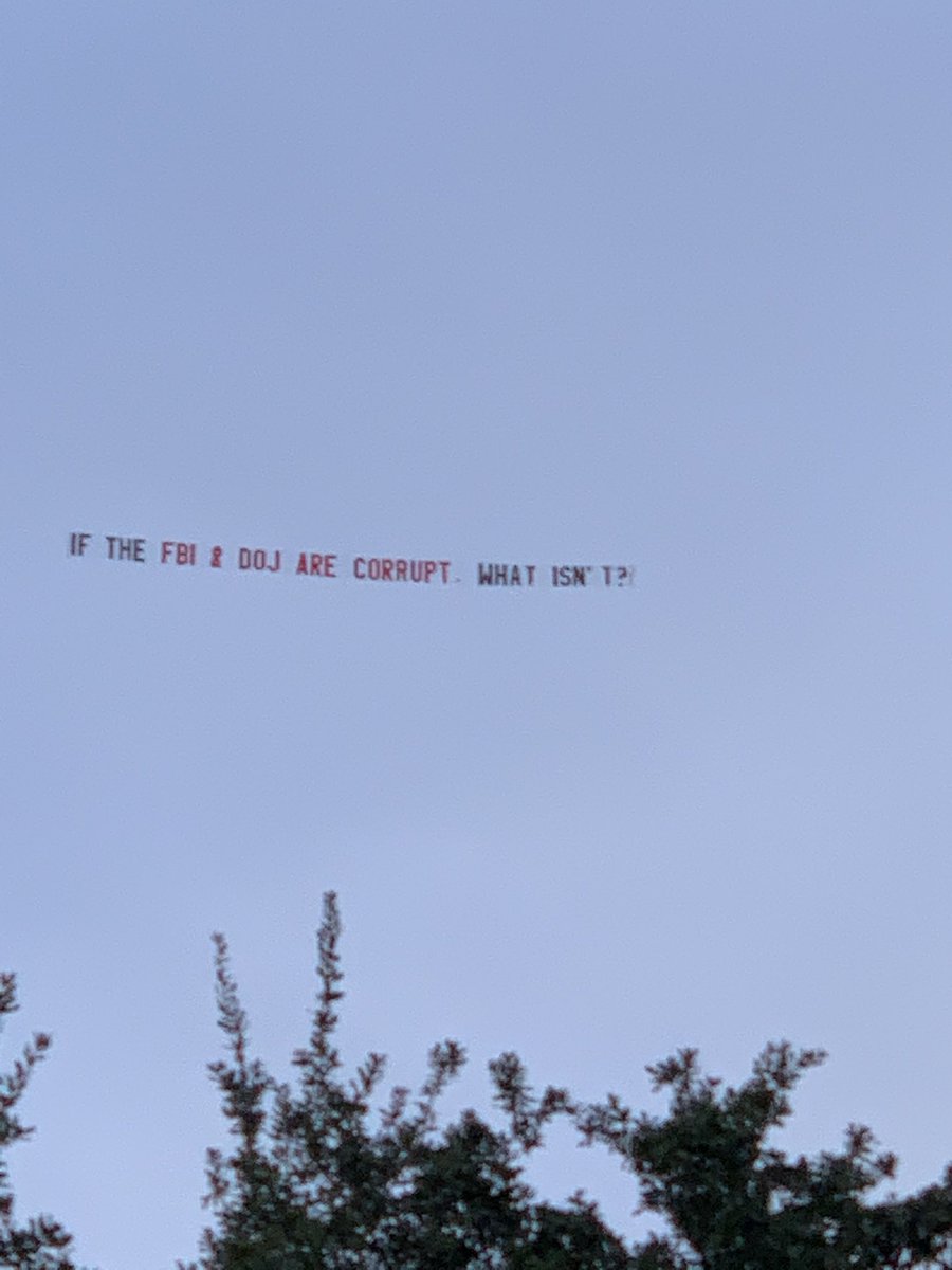 This was flown over the Orlando area today. Most Americans agree with this statement. It’s time for the DOJ and FBI to be cleaned up with people who believe in equal justice for all. Let’s eliminate the swamp!@doj ⁦<a href="/FBI/">FBI</a>⁩ ⁦<a href="/realDonaldTrump/">Donald J. Trump</a>⁩ ⁦<a href="/seanhannity/">Sean Hannity 🇺🇸</a>⁩