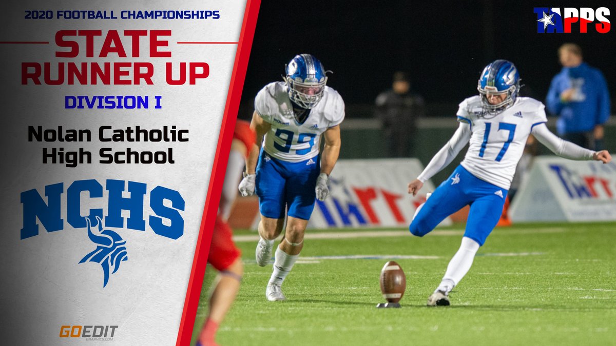 Congratulations to Nolan Catholic High School of Fort Worth, the #TAPPSfootball Division I State Runner Up!