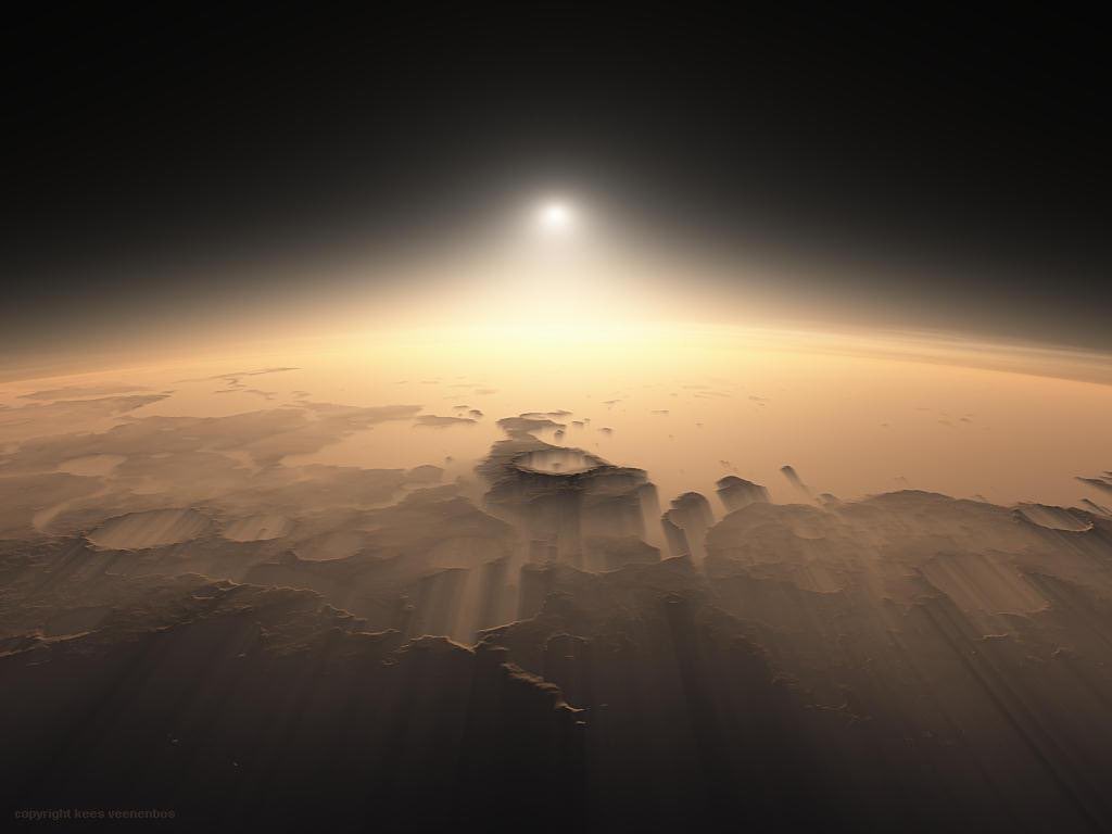 Atmosphere of Mars: • 95.32% Carbon dioxide • 2.6% Nitrogen • 1.9% Argon • 0.174% Oxygen • 0.0747% Carbon monoxide • 0.03% Water vapor (variable)