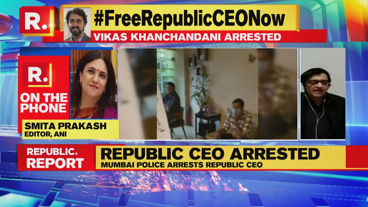 republic's tweet photo. #FreeRepublicCEONow | All they want to do is harassment, the Court must take suo moto: Arnab Goswami on Republic CEO's illegal arrest by Mumbai Police. Tune in to watch #LIVE here https://t.co/jghcajZuXf https://t.co/ImqTsRlldT