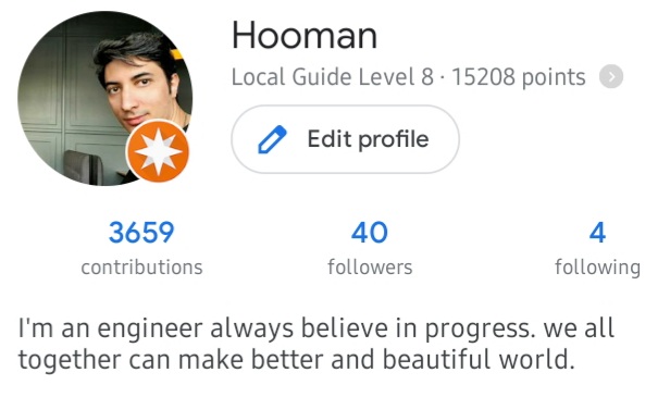 hoomanhr's tweet image. حدود هشت سالیه که روی #گوگل_مپ کار میکنم و محتوا میزارم. از بچگی به نقشه و جغرافی علاقه داشتم.
این هفته به سطح ۸ از ۱۰ رسیدم.

#google
#local_guide
#Hooman