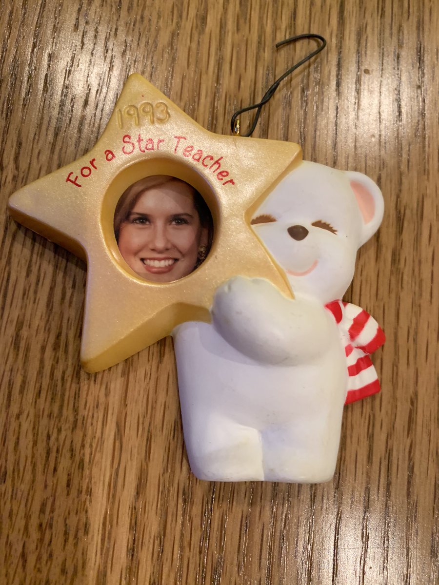 stephghickman's tweet image. First year teacher ornament from my parents for Christmas 1993. @NMSJags #vintage #LibrarySquad