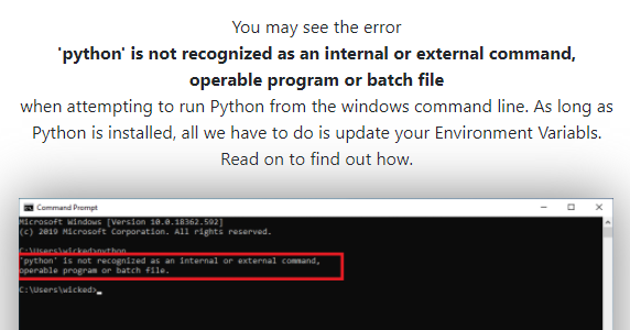 wkdPython's tweet image. The first thing that everyone has to troubleshoot. wickedpython.com/tutorial/4/
#CodeNewbie #PythonCoding #pythonprogramming #python3 #pythonlearning #learntocode