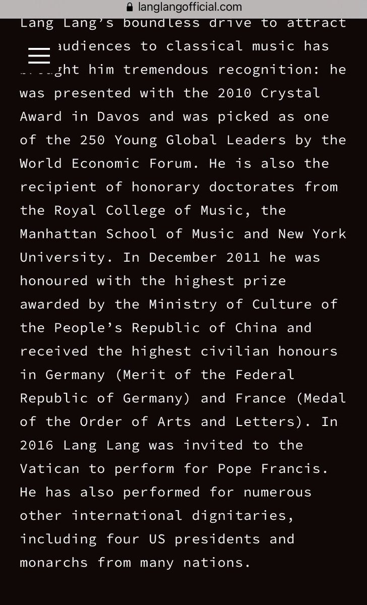 11) Rubenstein is also Chairman of the CFR and numerous other boards/institutions. (He’s on the board of the World Economic Forum that chose Lang Lang as one of the 250 Young Global Leaders in 2010)