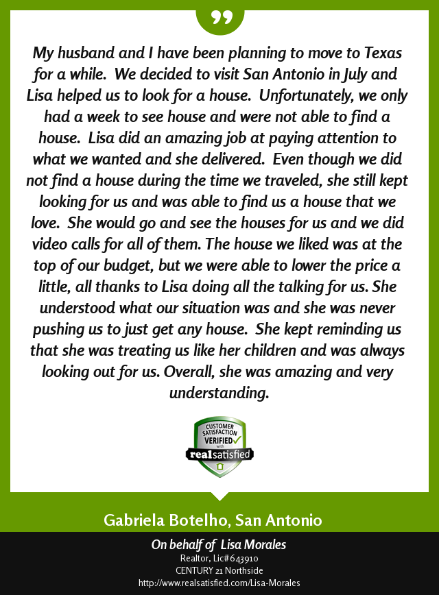 LGMRealtor's tweet photo. I’m truly honored to have helped this client.  https://t.co/stSV9knBH0 via @realsatisfied https://t.co/jj3NPmHDgM