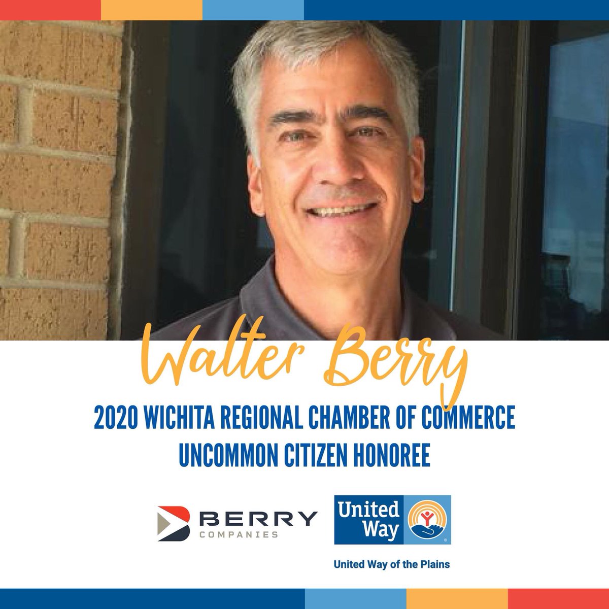 PeteNajera1's tweet photo. Congratulations to Walt Berry, @ChamberWichita 2020 Uncommon Citizen Honoree! His work at @unitedwayplains and with many other community organizations make Wichita a great place to live and work! #LevelUp2020 #ChamberWichita #ILoveWichita https://t.co/xeZgYscwhx