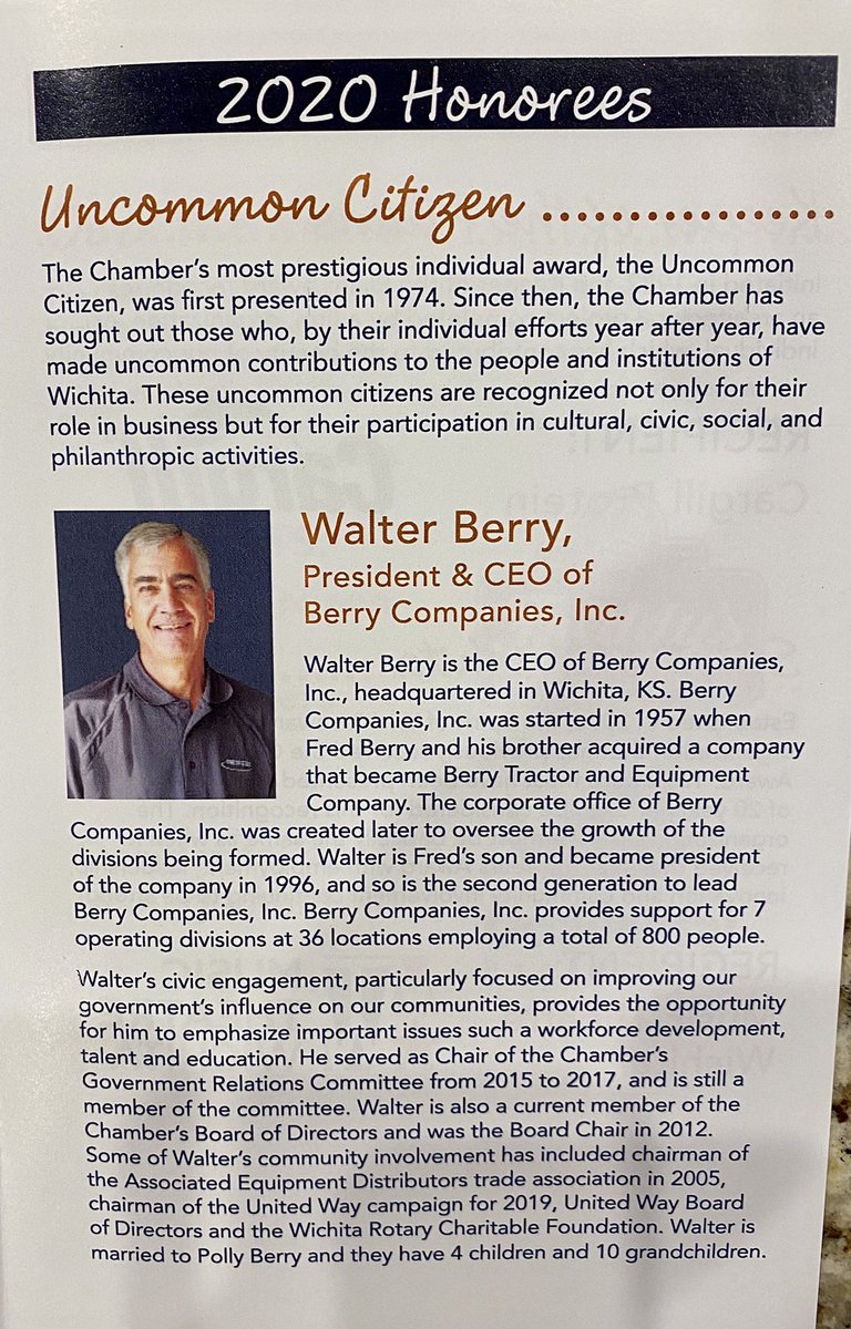 PeteNajera1's tweet photo. Congratulations to Walt Berry, @ChamberWichita 2020 Uncommon Citizen Honoree! His work at @unitedwayplains and with many other community organizations make Wichita a great place to live and work! #LevelUp2020 #ChamberWichita #ILoveWichita https://t.co/xeZgYscwhx