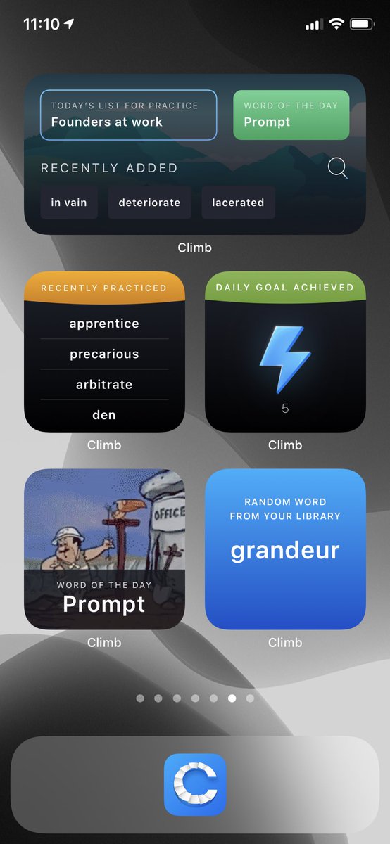 climb_language's tweet photo. Yeah, we know that we’re little late in this game.. but hey, we finally launched #ios14widgets and they look just stunning! 

Let us know which one is your favourite. 

#languagelearning #advancedenglish #languageapp #dailygoals #practicemakesperfect https://t.co/xNjG5nPccp