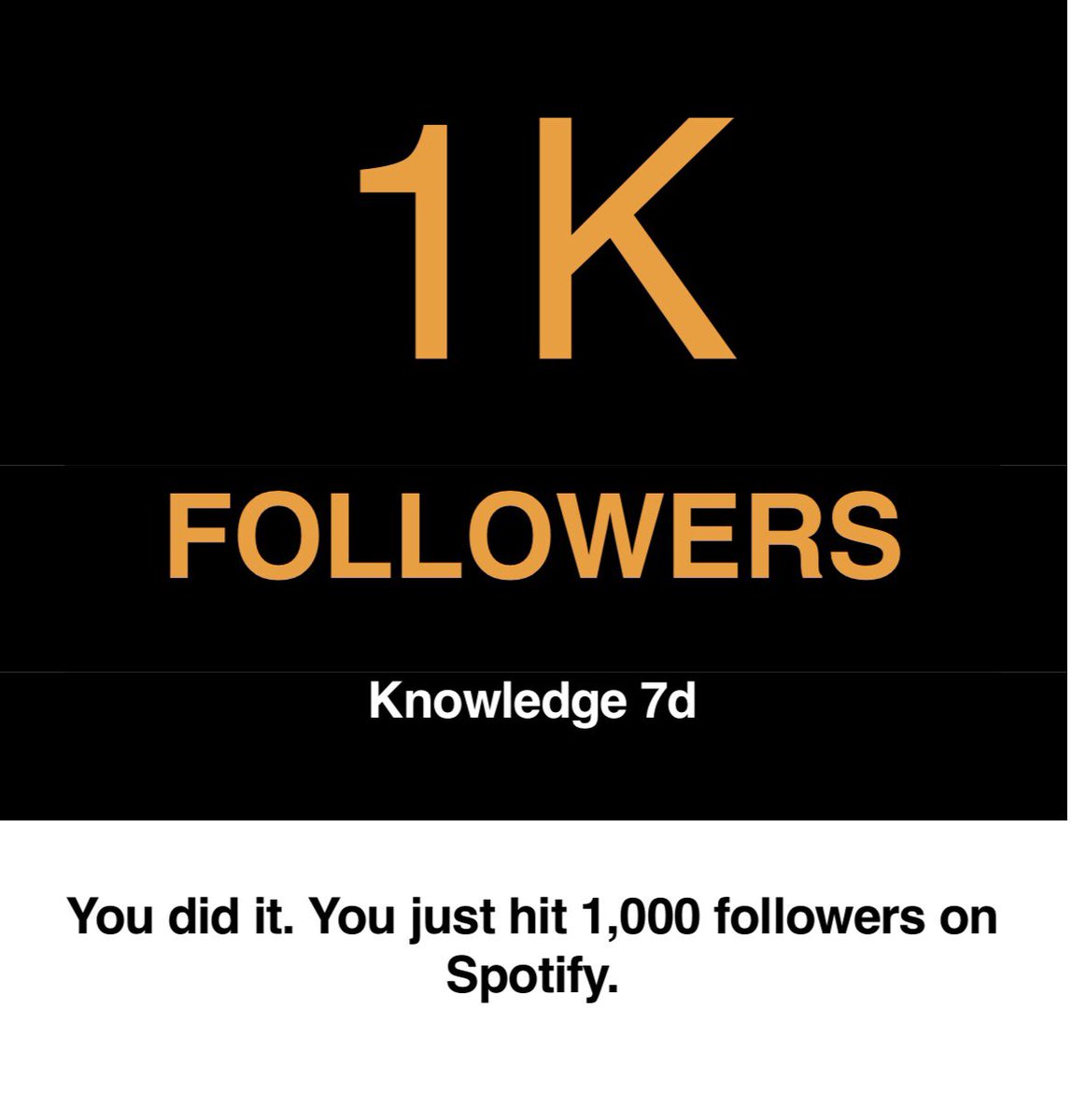 Knowledge_7D's tweet photo. 1000 Spotify Followers!
 
Thanks For The Support.

https://t.co/axDqHyEJQp https://t.co/CwaKhJmRL4