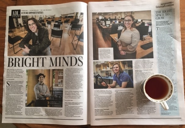 LotFourteen's tweet photo. #FutureAdelaide in the Sunday Mail reveals how #LotFourteen is fostering career, business opportunities in #hitech #defence #space Also at https://t.co/6cE1Hs2BI4 @sagovau @WillRBishop #GrowthState @DtexSystems @inovortech @teamgage @AusSpaceAgency @Defence_SA @SmartSatCRC @AIML https://t.co/xS6ylhH5Id