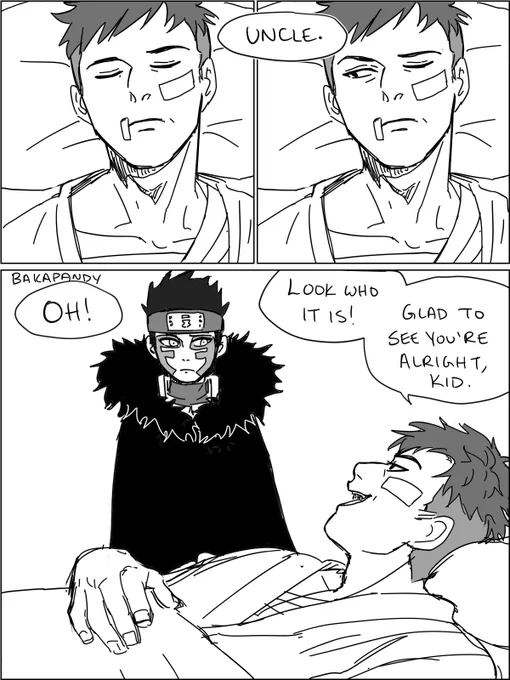 A post-Shukaku arc comic...
Listen I know he has a similar conversation with Gaara at the Thunder Train station, but I just feel Shinki would still think about it a lot when he finally sees Kankurou 