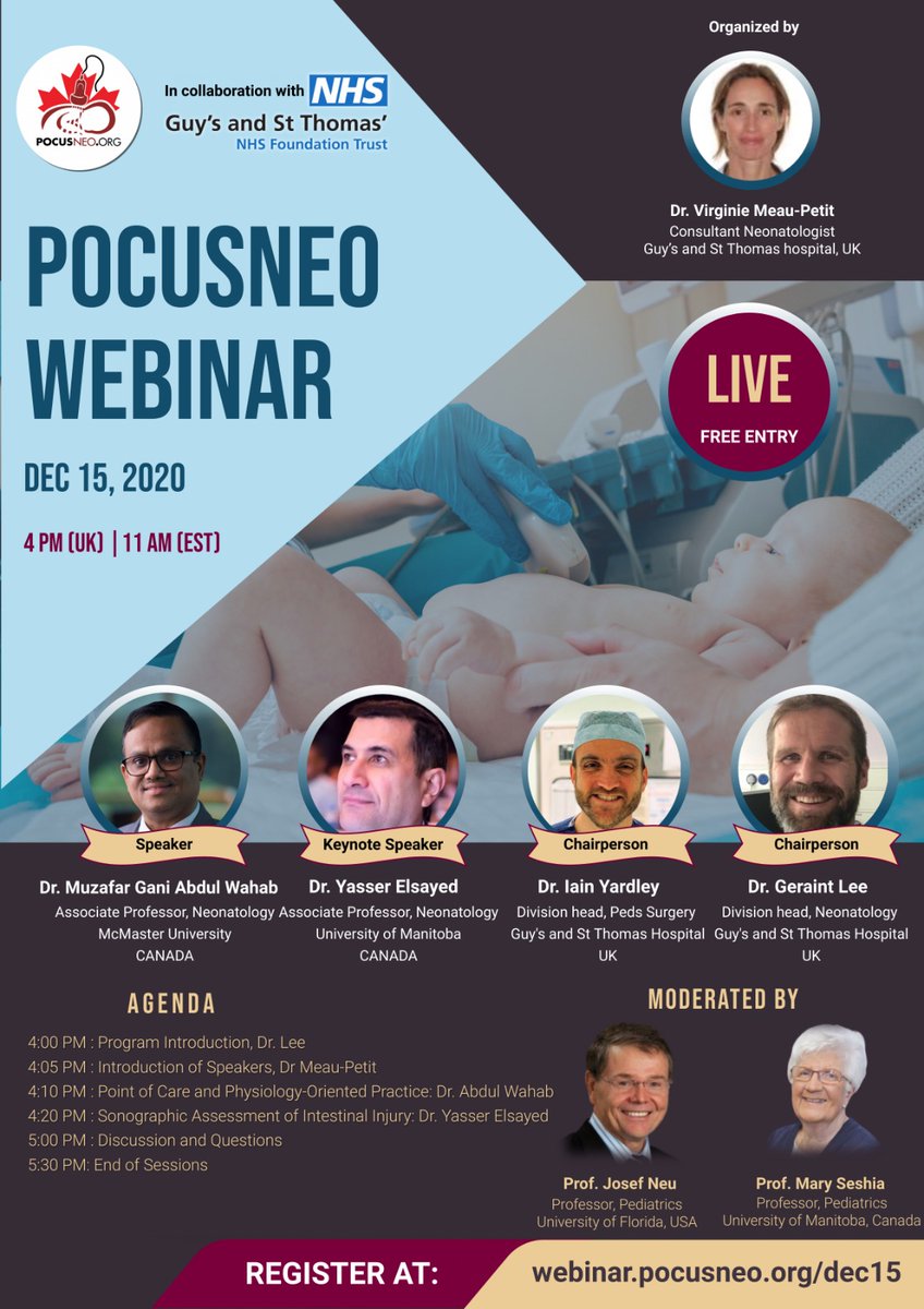 Dear all, 
In collaboration with Guy's and St. Thomas Hospital UK, POCUSNEO Canada is honoured to announce a new webinar on 15th December 2020