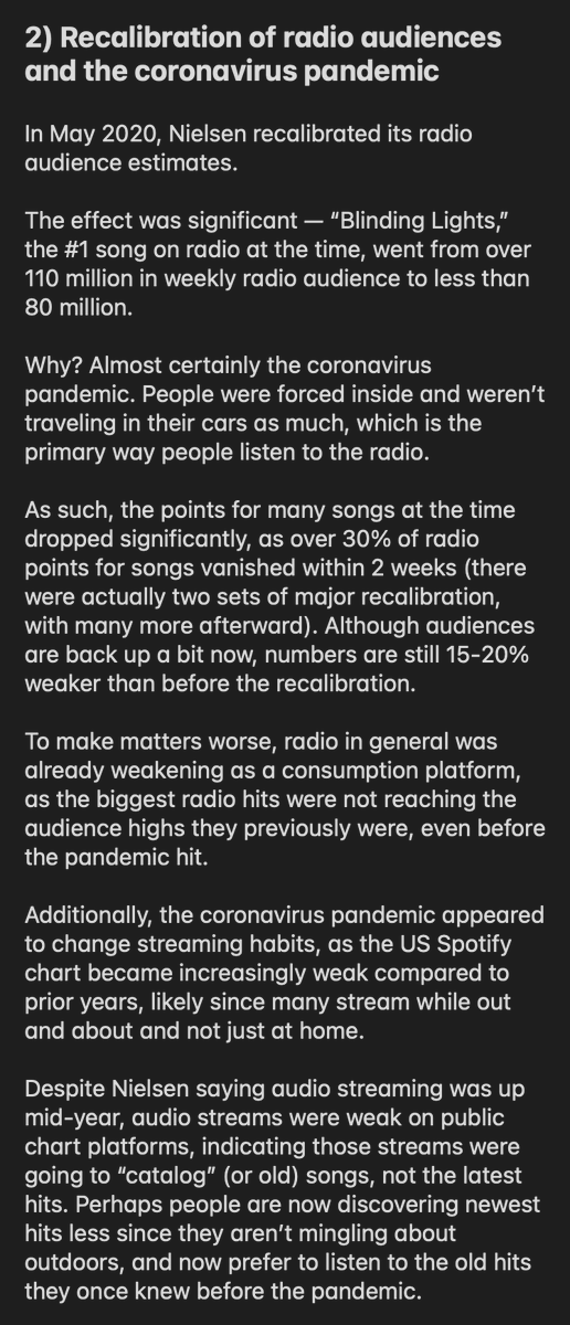  2. The coronavirus pandemic has changed the way music is consumed: radio is weak, reducing airplay points by up to 30%, and streaming habits have changed.(3/7)