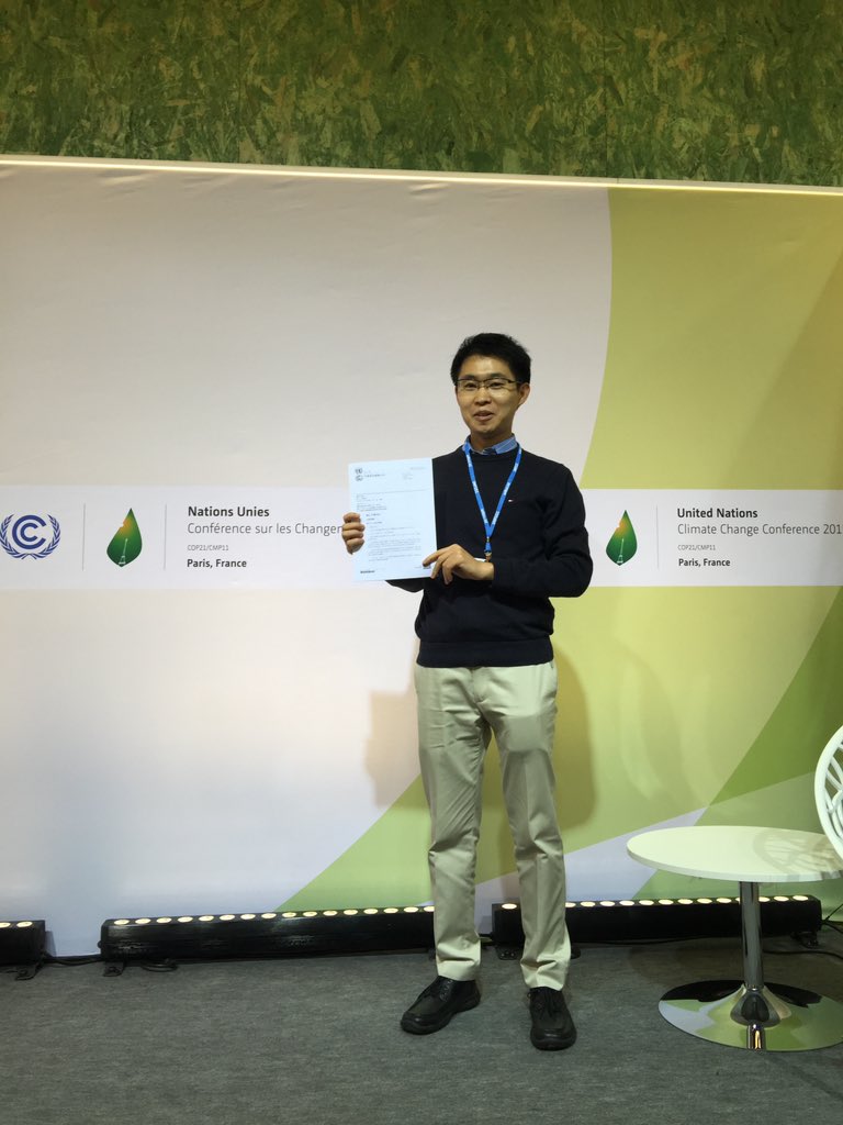 Lastly, here is me holding the  #ParisAgreement on Dec 12, 2015. That was the day that gave me hope and made me believe in the power of commitment and dedication. When the world is not on track with #1.5C, it is simply because we haven’t tried hard enough. END