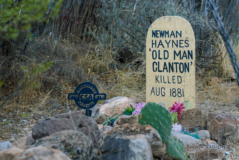 Newman "Old Man" Clanton was initially buried where he died in Guadalupe Canyon but Phin and Ike Clanton exhumed his body and reinterred him at the Boot Hill Cemetery in Tombstone next to his son Billy, in 1887.