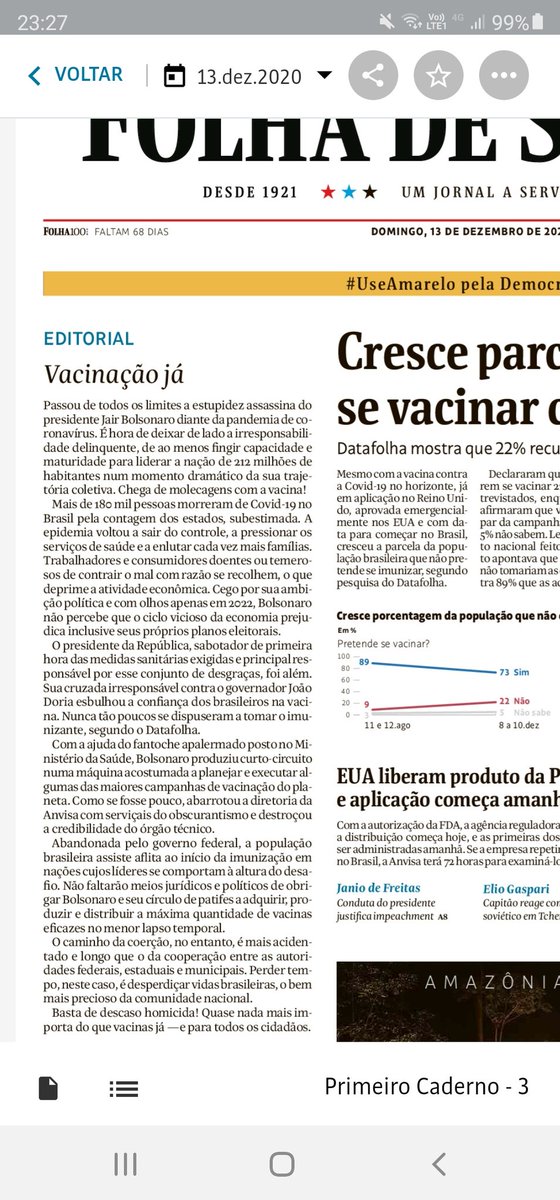afonsoborges's tweet photo. Capa da @folha. A editorial mais forte que já li até hoje, nestes tempos de Pandemia. A. https://t.co/cVY70iPjkM