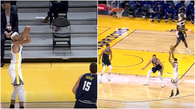 【影片】熟悉的味道！Curry復出後第一顆三分，手起刀落板凳席隊友提前慶祝！-黑特籃球-NBA新聞影音圖片分享社區