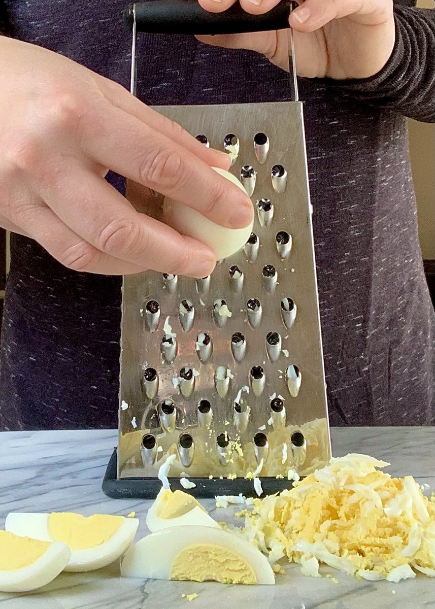 GreatDayFarms's tweet photo. EGG TIP! 🥚 A quick way to get more of this amazing clean protein is to grate them. A simple cheese grater gives hard-boiled eggs a soft, beautiful texture that's perfect for all of your favorite dishes! #eggtip #egghacks #hardboiledeggs #proteinpacked #lifehacks #foodhacks https://t.co/zGlW8mrBAO