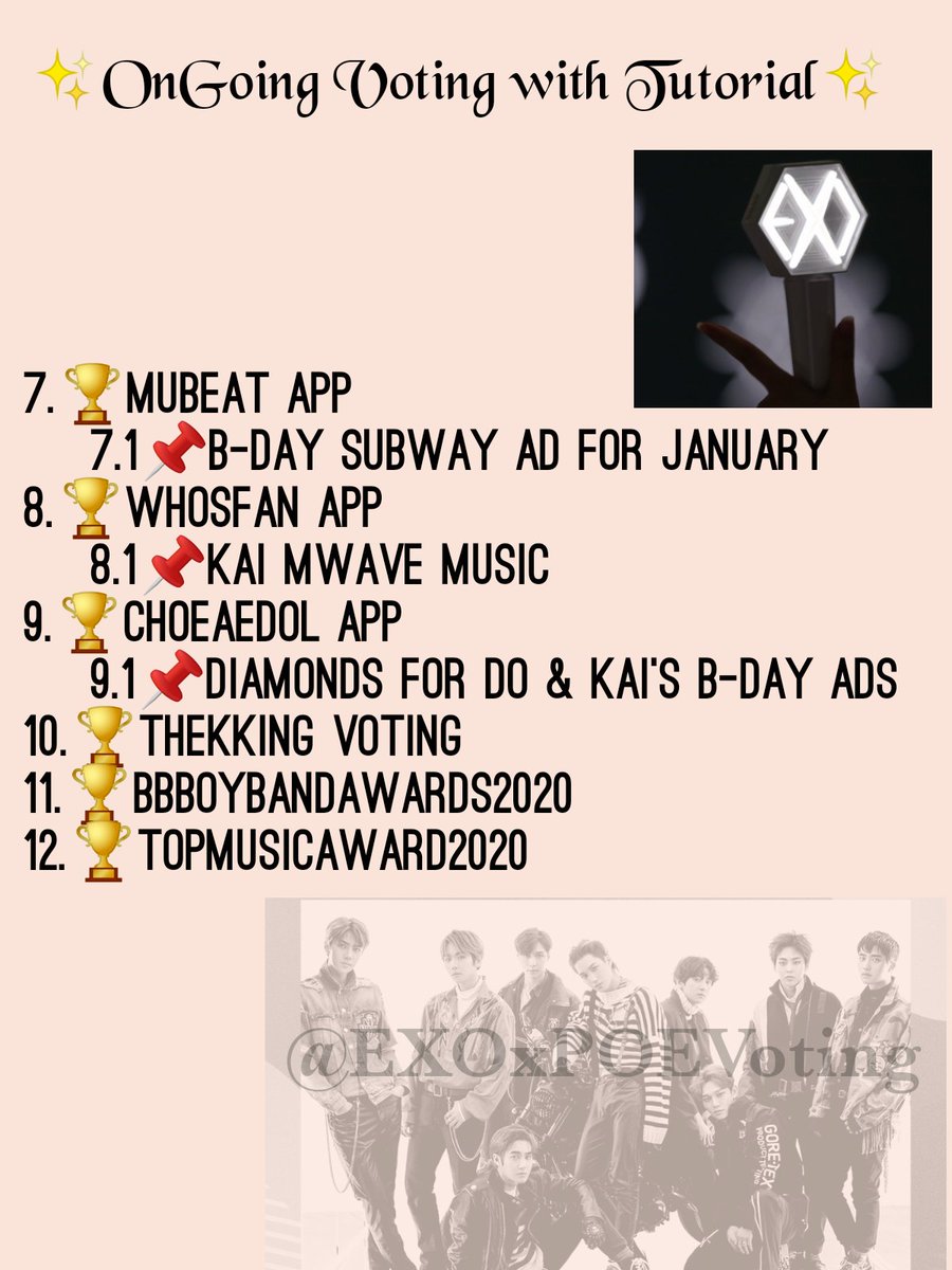 Ongoing Voting+TutorialExoLs,check the thread for ongoing voting with tutorial.Fighting @weareoneEXO  @B_hundred_Hyun  @layzhang  #EXOAdmin LM