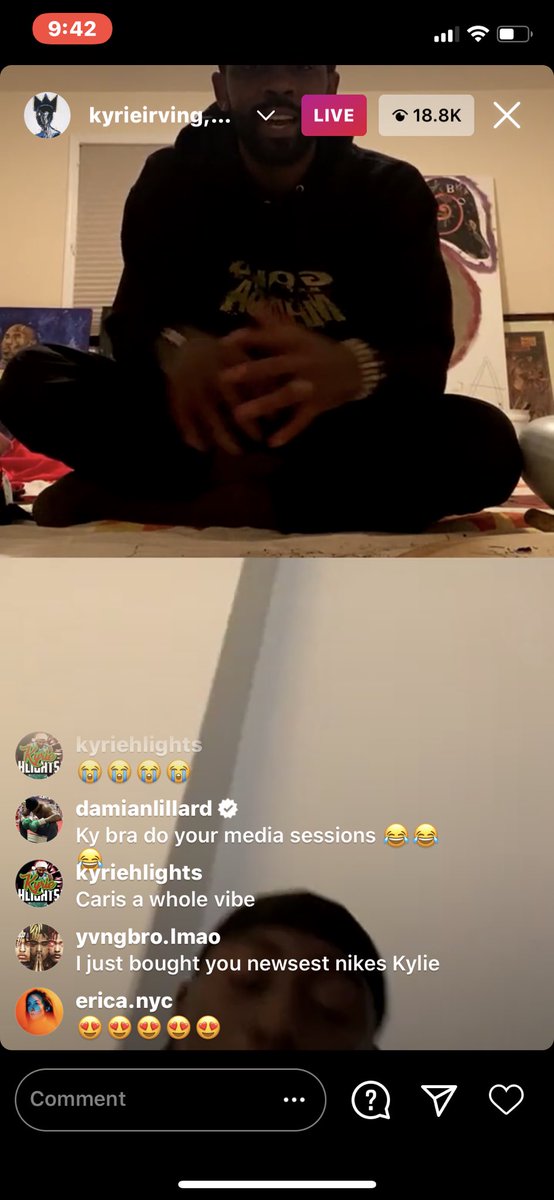 TaylorRooks's tweet photo. Dame’s comment in Kyrie’s IG Live lol https://t.co/yvAc4D2bj0