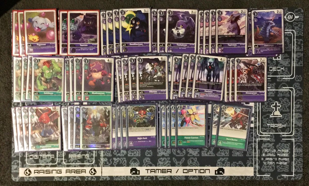 Bad Quality Photo but this is the Rookie Rush Purple list I competed with today in the Digimon TCG EN Webcam Tournament Hosted by <a href="/TAKGames_au/">TAK Games</a> and Bandai
Overall went 4-1 out of 5 swiss rounds with a total of 12/15 points
#digimontcg #digimon #デジモン #デジモンカードゲーム