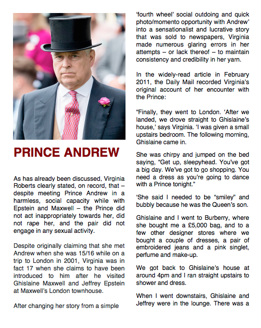 5/15 Virginia has contradicted herself many times re her 'first sexual encounter' with Prince Andrew - including who told her she 'had' to sleep with him and when, & making false claims about conversations she had in his company.