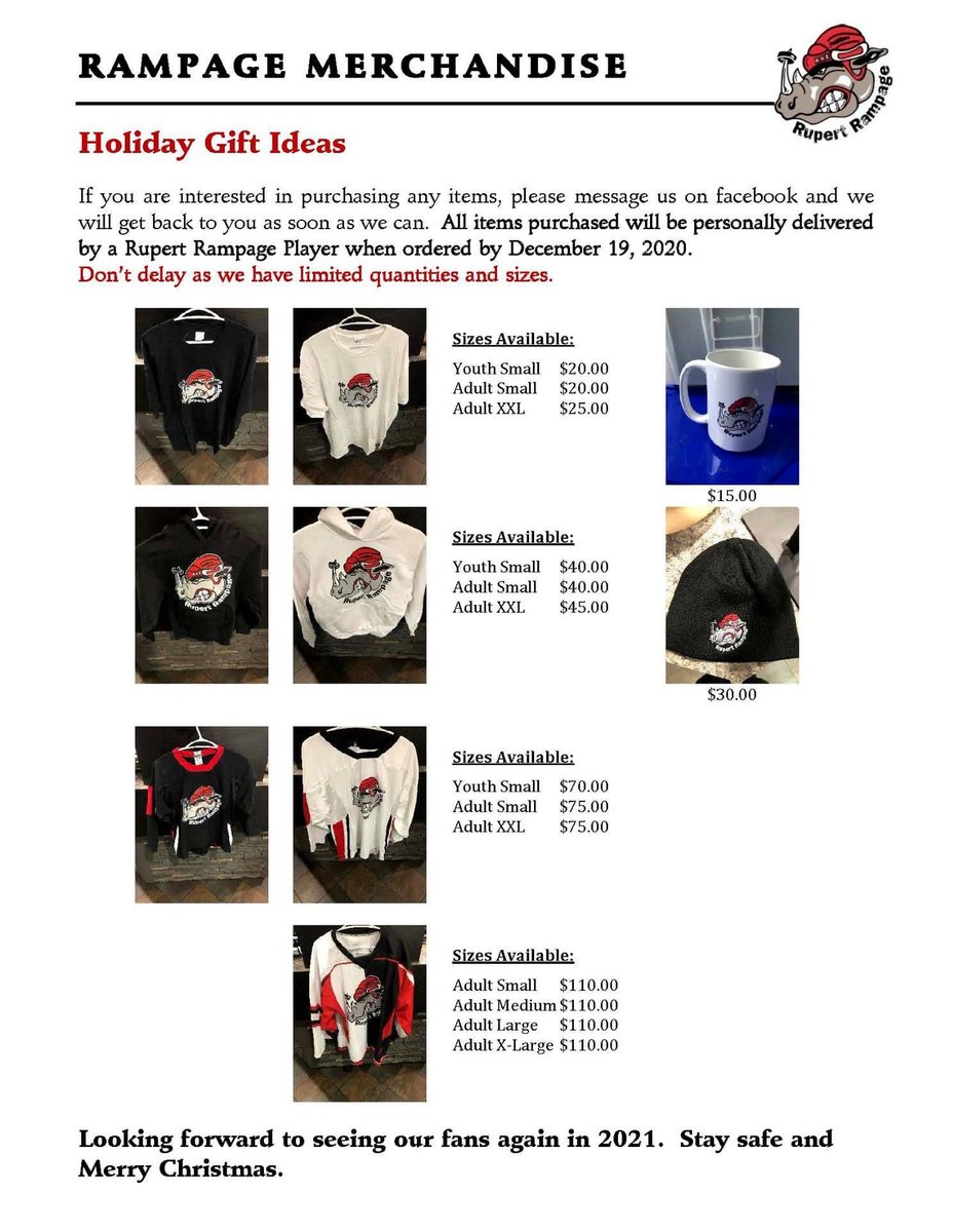 RupertRampage's tweet photo. LOOKING FOR A HOLIDAY GIFT?.......Happy holidays everyone! #happyholidays #merrychristmas #princerupert #cihl #gorampagego https://t.co/LCLfPWeVKo