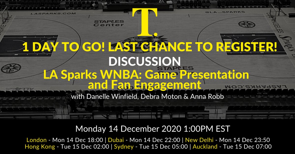 theatreartlife's tweet image. 1 day to go before the ‘LA Sparks WNBA: Game Presentation and Fan Engagement’ discussion with Danelle and Debra from the Los Angeles Sparks. Register here for FREE! bit.ly/2HqIKUl  #webinar #onlinelearning #sportsdiscussion #sports #entertainment #theatreartlife