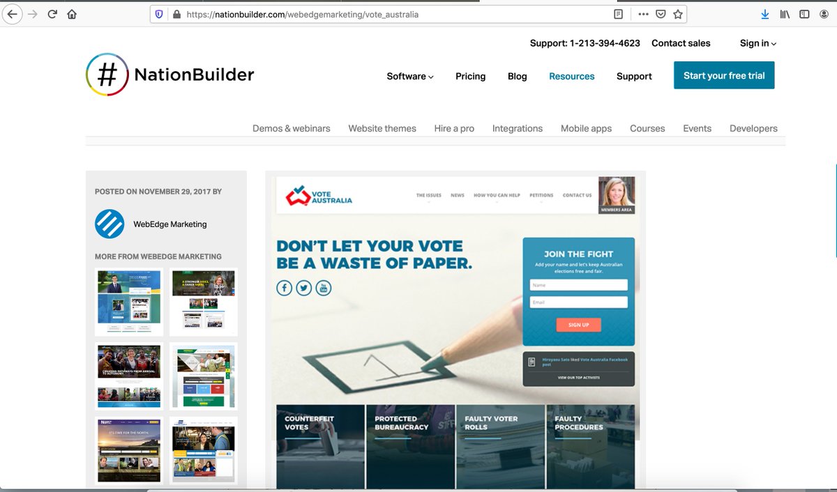 Not only that, but the campaign for the folks at voteaustralia has been designed by the exact same team who do a lot of the other Nationals and Liberals marketing.Which is another happy coincidence.