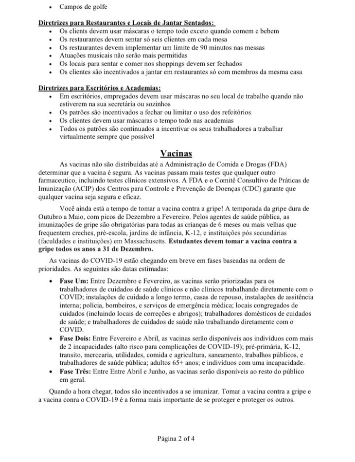 Here are important COVID-19 updates regarding  @MassGov rollback to  @MassGovernor Reopening Plan Phase 3: Step 1,  #Flu and  #COVID19 vaccinations, community spread on Martha’s Vineyard, and additional resources in Portuguese.