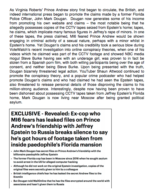 7/15. Every newspaper and media outlet reported that a Florida cop in exile in Russia had CCTV footage taken from inside Epstein's home which showed Epstein & Andrew having sex with minors. I proved the cop is a fraud, & his 'CCTV footage' was porn downloaded from a website.