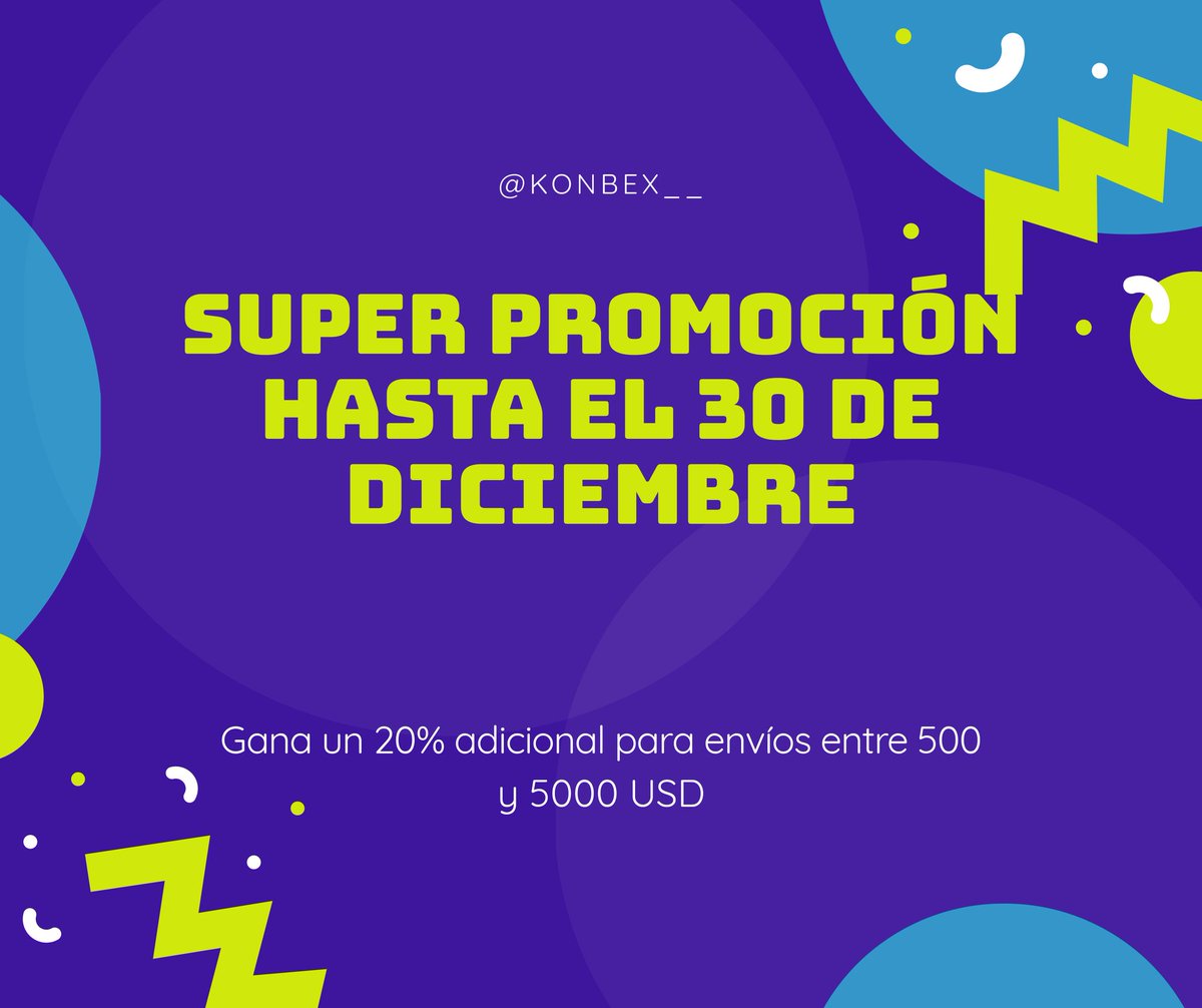 Konbex_'s tweet photo. Tenemos nuevas promociones😎

Bonifica tu remesa con un 15% adicional para envíos en los que pagues entre 20 y 500 USD 😎

Y un 20% adicional para envíos en los que pagues entre 500 y 5000 USD 🎈

¿Eres nuestro cliente? Que más puedes pedir de nosotros 😏

https://t.co/3WPNZ62vCG https://t.co/36iMwQnw37