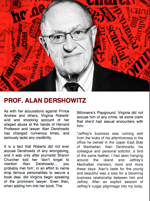 8/15. Virginia lied about being sexually abused by Trump's lawyer, Alan Dershowitz. Her original account clearly stated she'd never had any such encounter with him. A reporter from the Daily Mail then told her to include Alan in her book. Her claims have since been disproven.