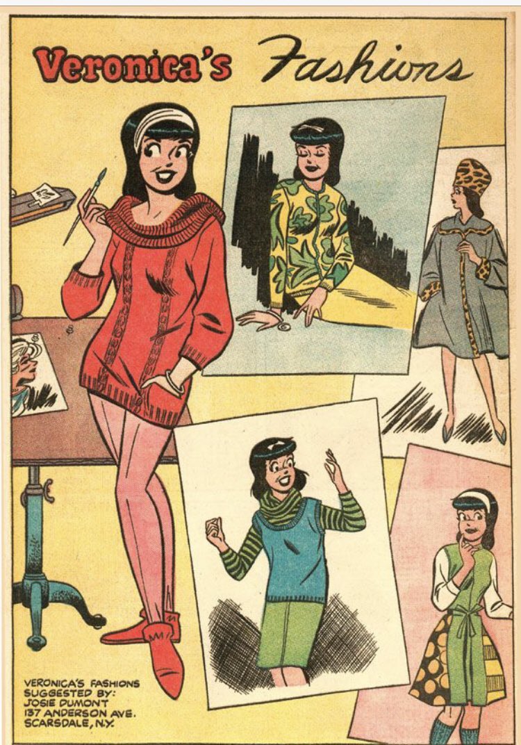 That signature style and fashion came from his wife named Josie! She was always perfectly dressed and had worked part time at an upscale clothing store and made sure Dan incorporated that into his Archie work I think he may have brought to pin up fashion page to Archie first 2/